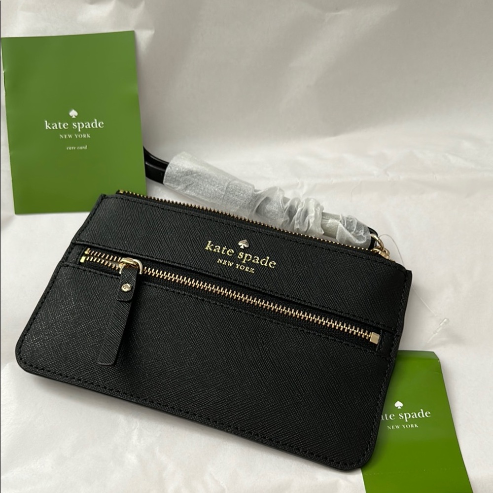 Kate Spade Black Wristlet & Gold Hardware